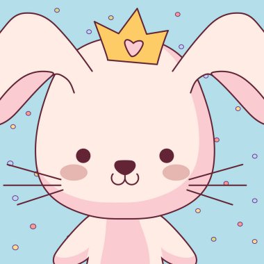 taç karakteri ile şirin ve küçük tavşan