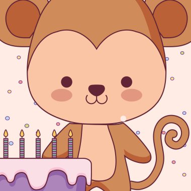 tatlı pasta ile şirin ve küçük maymun