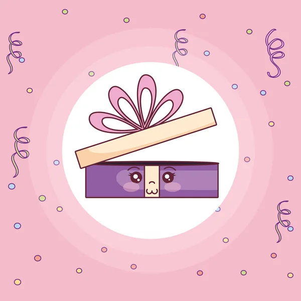 Geschenk box aanwezig kawaii karakter — Stockvector