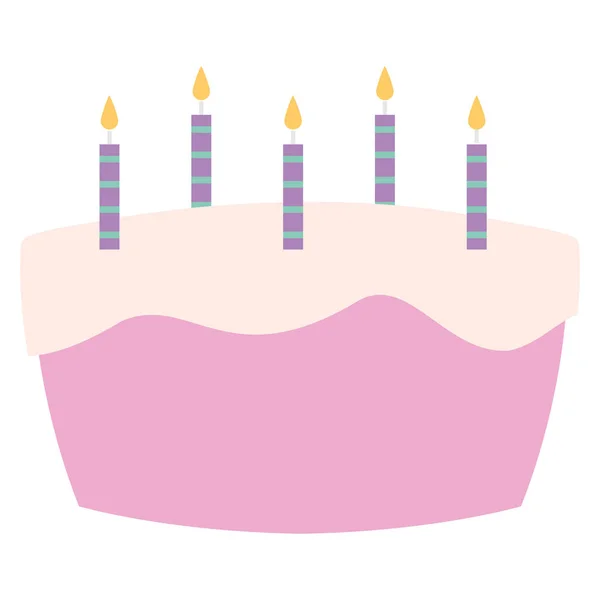 Sweet birthday cake with candles — Stock Vector
