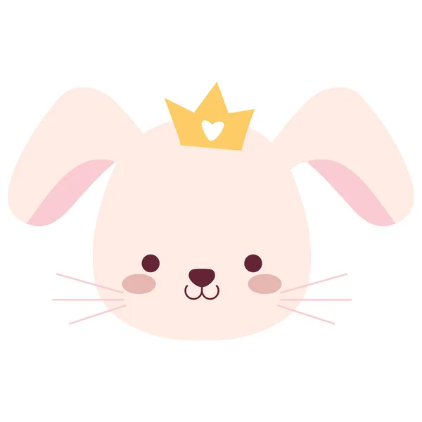 Mignon et petit lapin avec caractère couronne — Image vectorielle