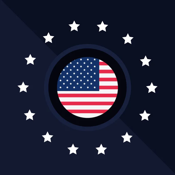 Bandera americana bandera símbolo patriótico — Vector de stock