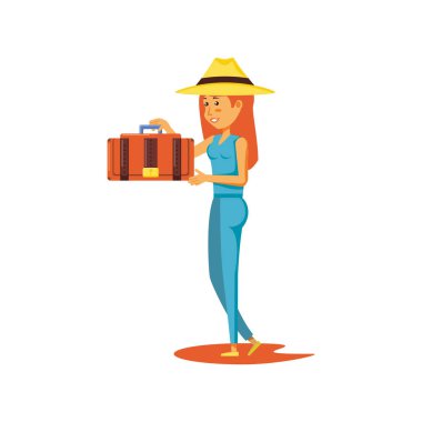 kadın turist bavul avatar karakter ile