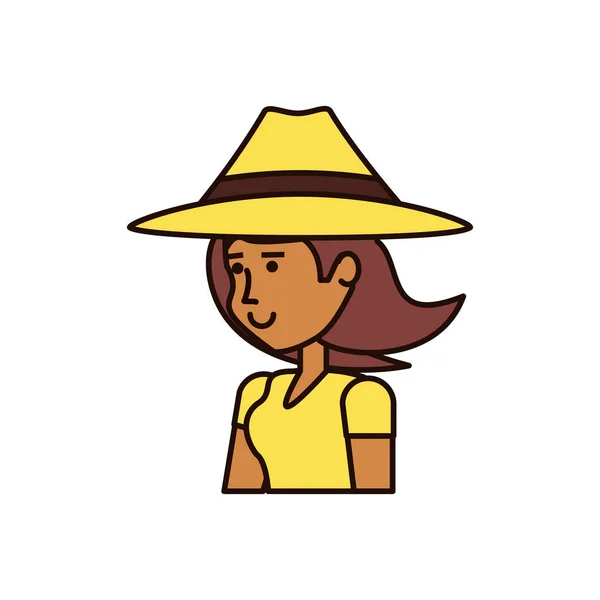 Turista mujer con carácter de avatar sombrero — Archivo Imágenes Vectoriales