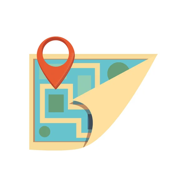 Guia de mapa de papel com localização do pino —  Vetores de Stock