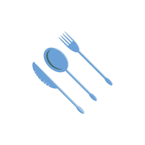 Tenedor con cuchara y cuchillo — Vector de stock