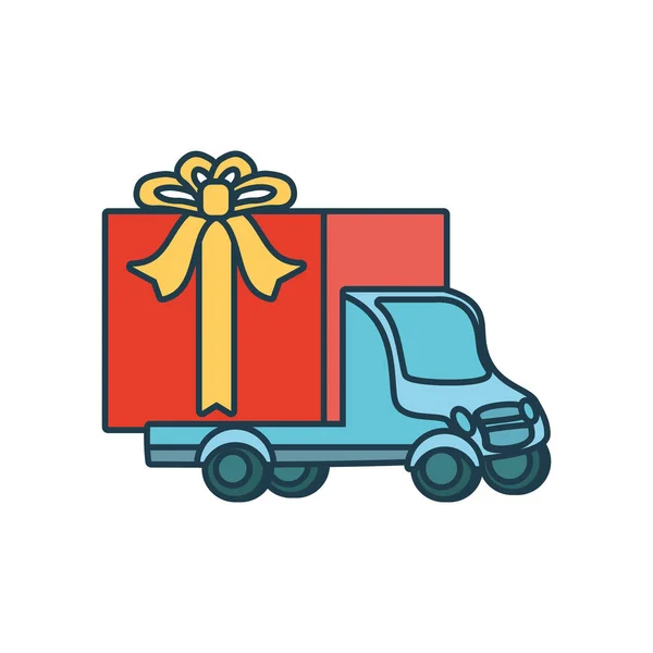 Camion de service de livraison avec cadeau — Image vectorielle