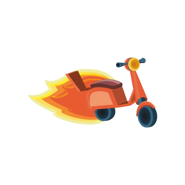 Lieferung Motorroller mit Flamme — Stockvektor