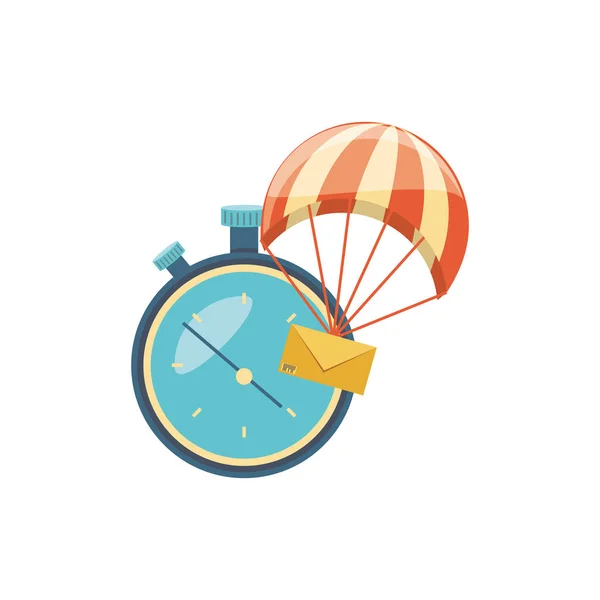 Volo con paracadute con servizio di consegna buste — Vettoriale Stock