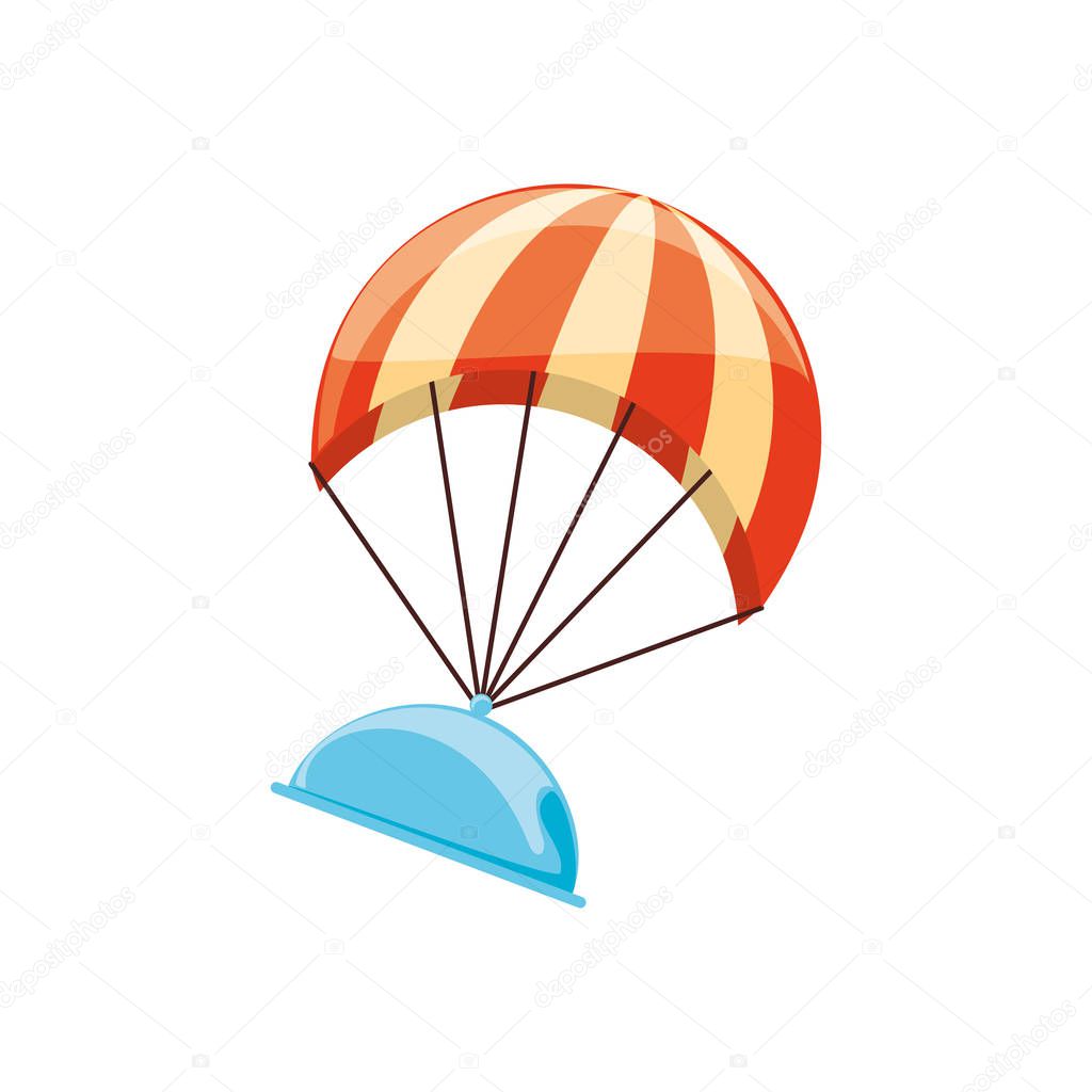 parachute flying with tray server delivery service
