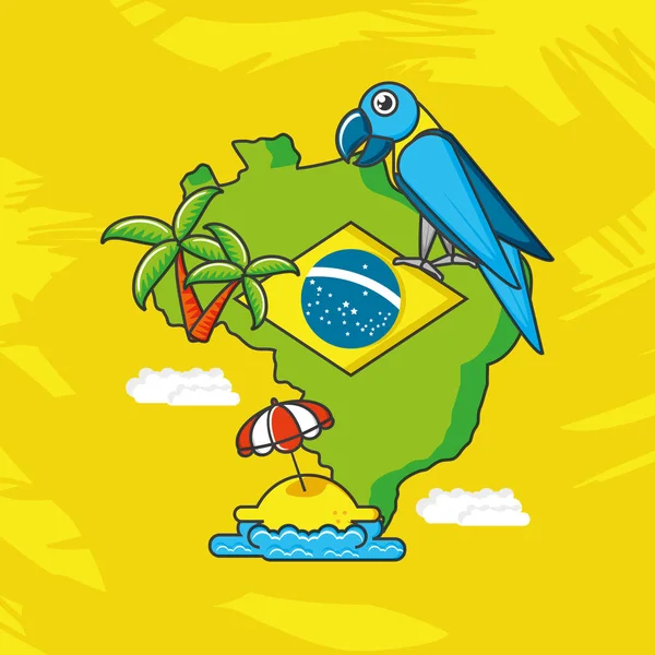 Mapa do brasil com ícones de cultura — Vetor de Stock