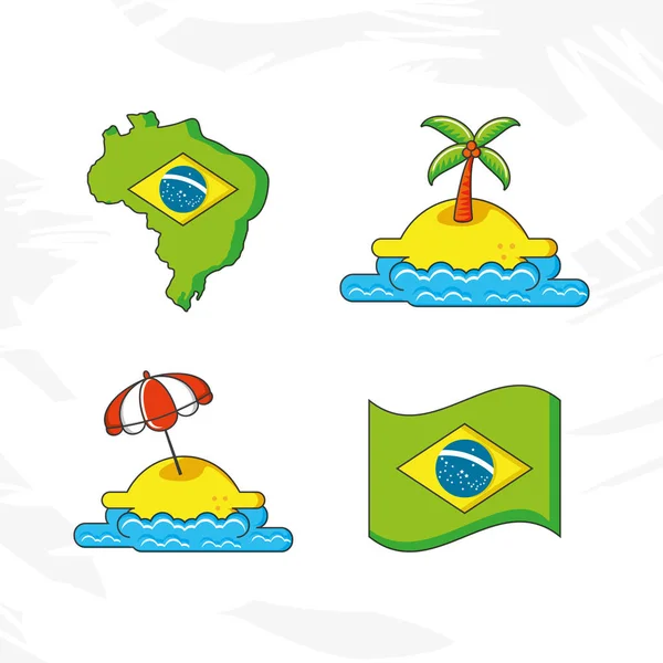 Pays brésilien ensemble icônes — Image vectorielle