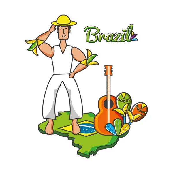 Masculino brasileiro dançarino personagem — Vetor de Stock