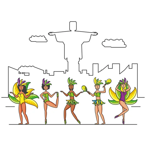 Grupo de dançarinos brasileiros personagens — Vetor de Stock