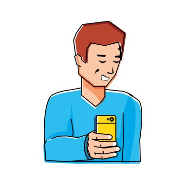 Genç adam akıllı telefon kullanıyor.