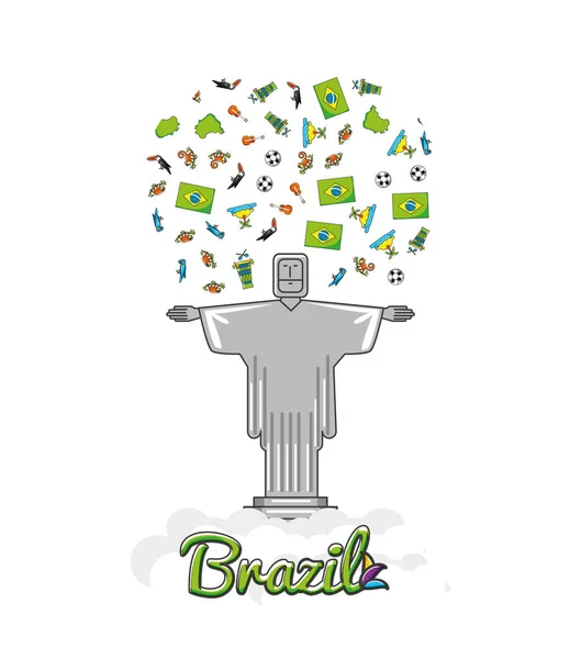 Corcovade Χριστού Εικόνες Πολιτισμός Βραζιλία Διανυσματικά Εικονογράφηση Σχεδιασμός — Διανυσματικό Αρχείο