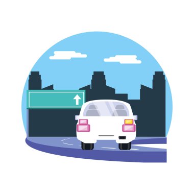 yol trafik sinyal ile araba sedan