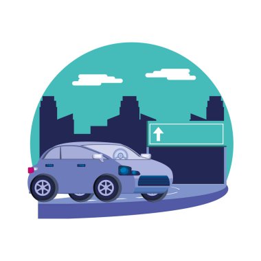 yol trafik sinyal ile araba sedan