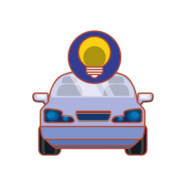 Car sedan with bulb — Stock Vector