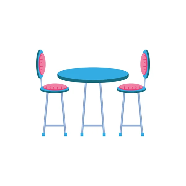 Chaises avec table icône isolée — Image vectorielle