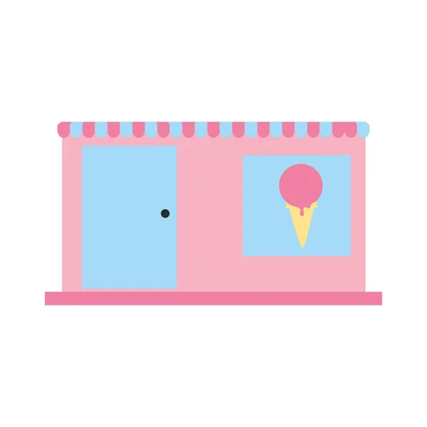 Fachada loja de sorvete com guarda-sol —  Vetores de Stock