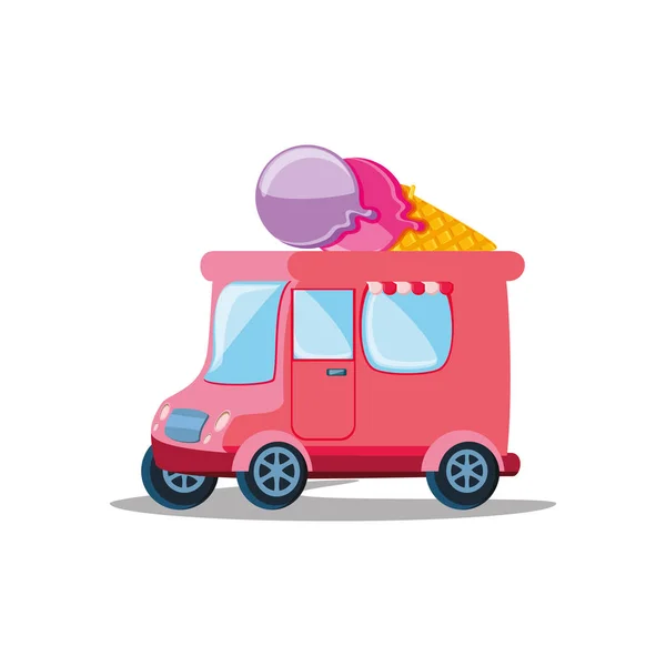Απομονωμένη εικονίδιο αυτοκινήτου με παγωτό — Διανυσματικό Αρχείο