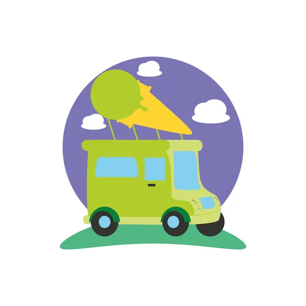 Helado coche aislado icono — Vector de stock