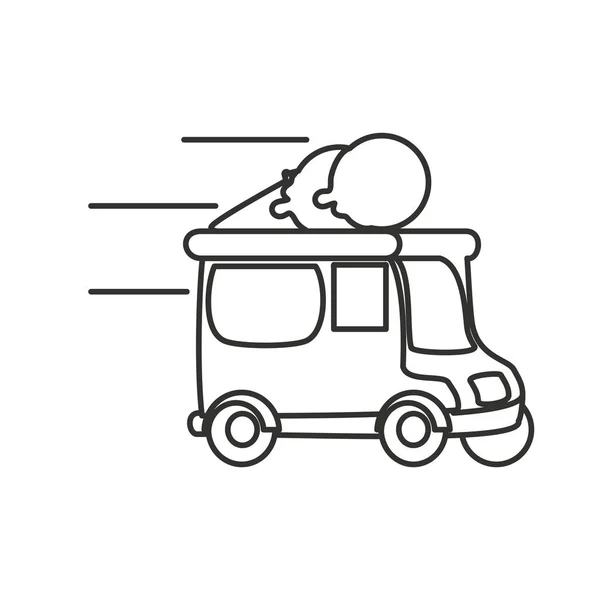 Ice cream car isolated icon — Stock Vector