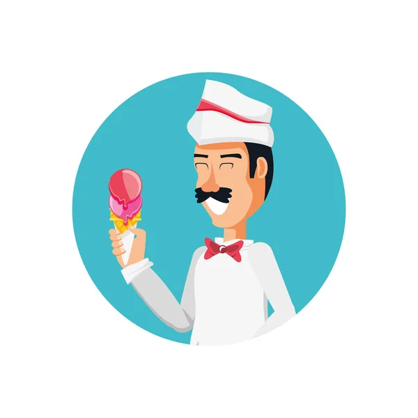 Vendeur de crème glacée avatar personnage — Image vectorielle