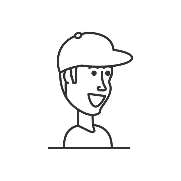 Hombre con carácter avatar gorra — Vector de stock