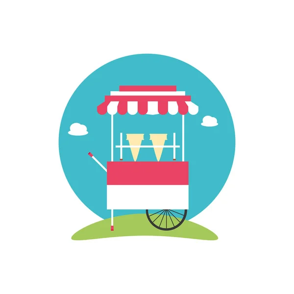 Ice cream shop kiosk isolated icon — Stock Vector