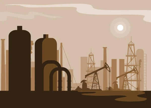 Scène de l'industrie pétrolière avec pipeline végétal — Image vectorielle