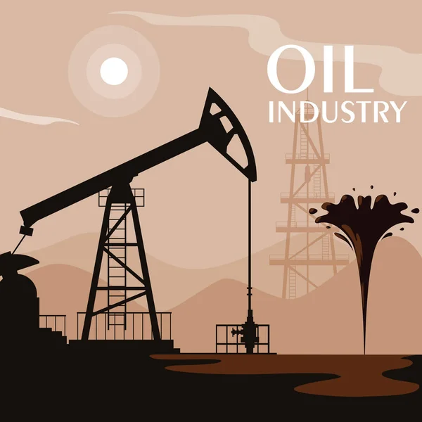 デリックと石油産業のシーン — ストックベクタ