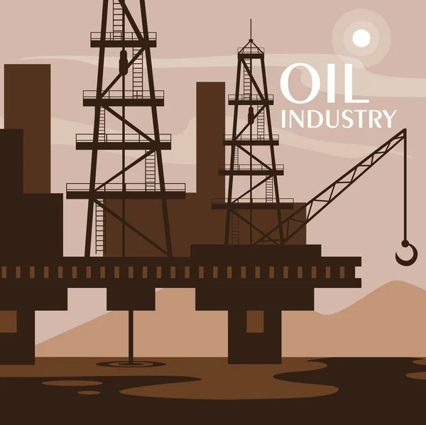 海洋プラットフォームと石油産業のシーン — ストックベクタ