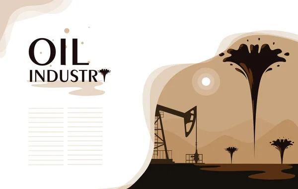 Industrie pétrolière scène avec derrick — Image vectorielle