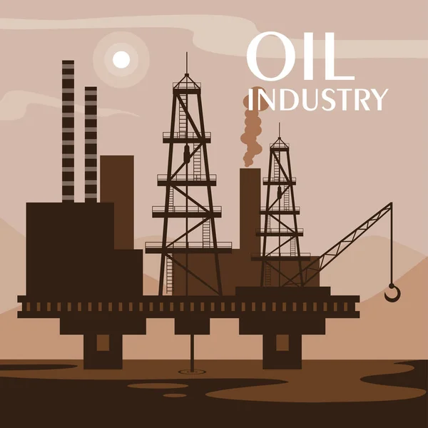 Сцена нафтової промисловості з морською платформою — стоковий вектор