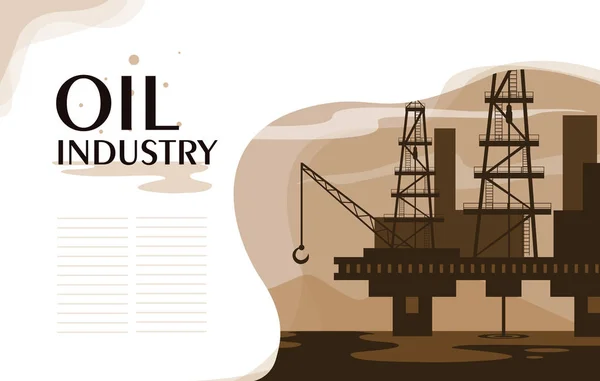 Σκηνή βιομηχανία πετρελαίου με θαλάσσια πλατφόρμα — Διανυσματικό Αρχείο
