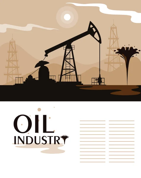 Cena da indústria do petróleo com derrick — Vetor de Stock