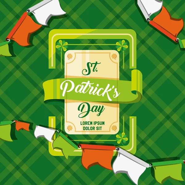 St patrick dag kaart met frame en slingers — Stockvector