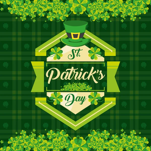 St patrick day with frame and leprechaun hat — Stock Vector