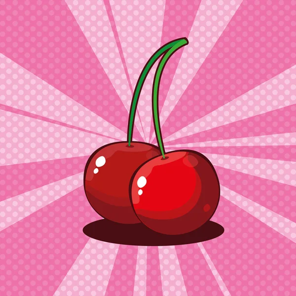 Ícone de frutas de cerejas frescas — Vetor de Stock