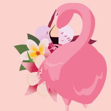 Flamingo kuşu şirin çiçekler