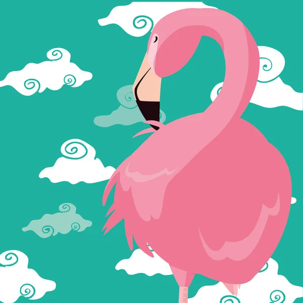 Niedlicher Flamingo-Himmel — Stockvektor