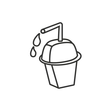 şişe içecek saman izole simgesiyle