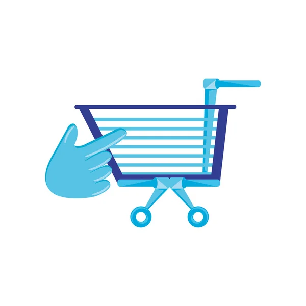 Shopping cart with pointer hand — Stock Vector