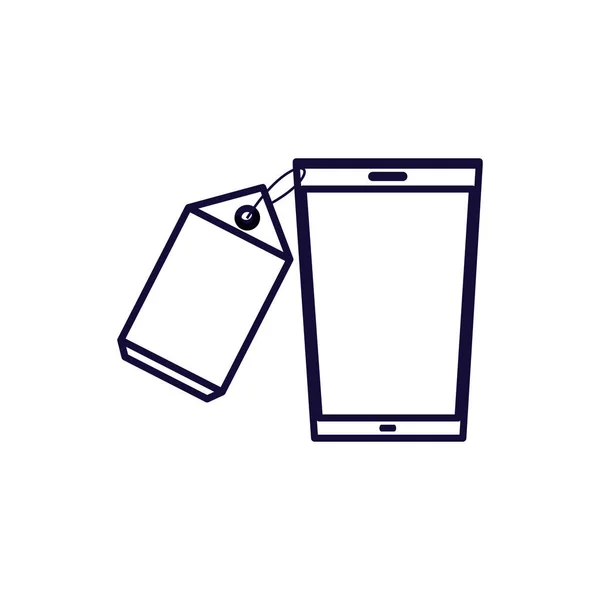 Urządzenia smartphone z tagiem komercyjnych — Wektor stockowy