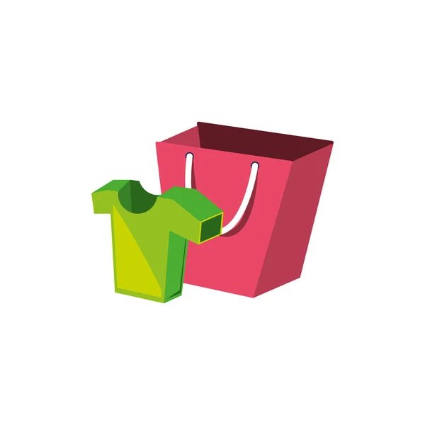 Shopping bag con icona della camicia — Vettoriale Stock