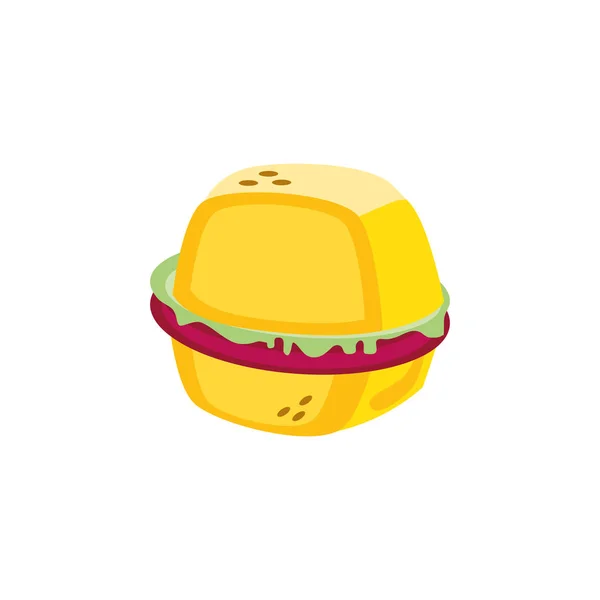 Hamburger ikon terisolasi makanan cepat saji - Stok Vektor