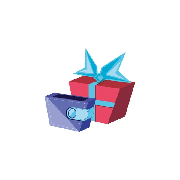 Geschenkbox mit Geldbörse — Stockvektor