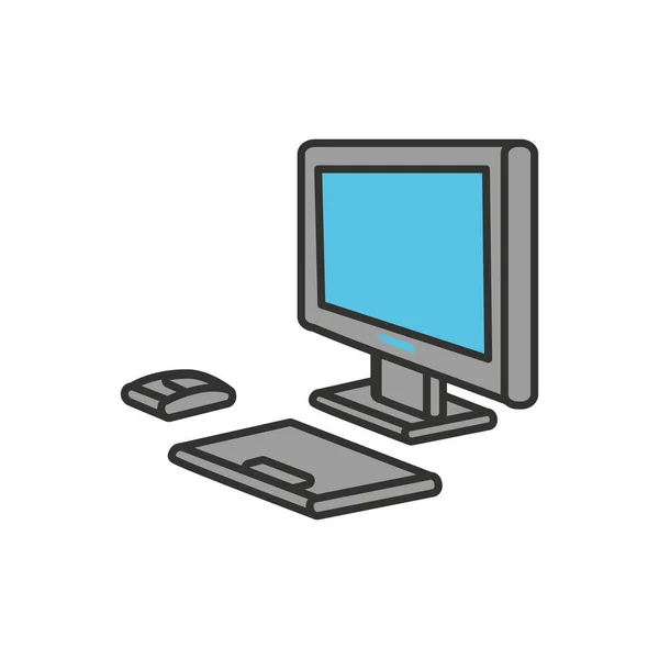 Desktop computer isolated icon — Stock Vector